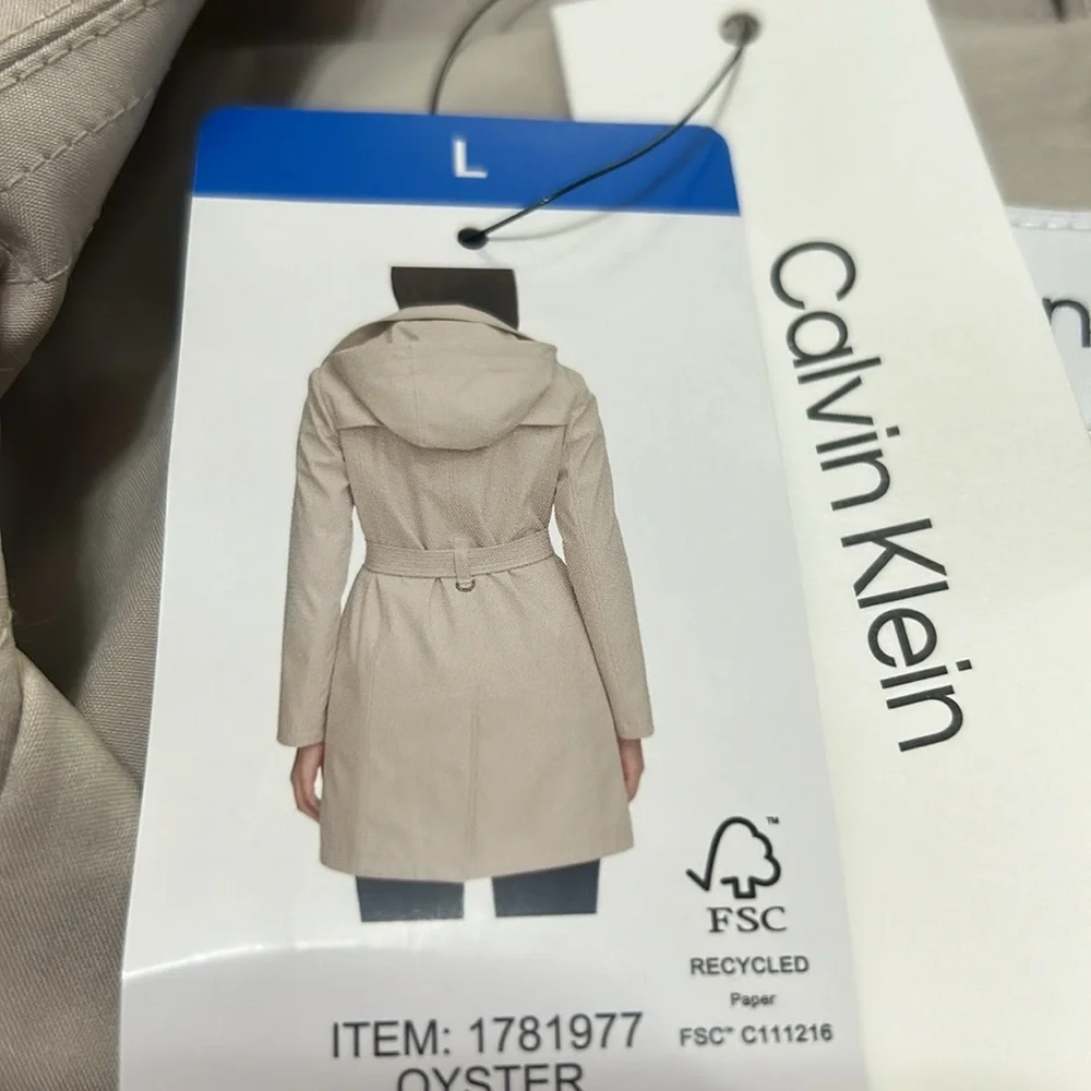 NWT Calvin Klein Women’s Trench Coat color oyster size M, L - Picture 10 of 10